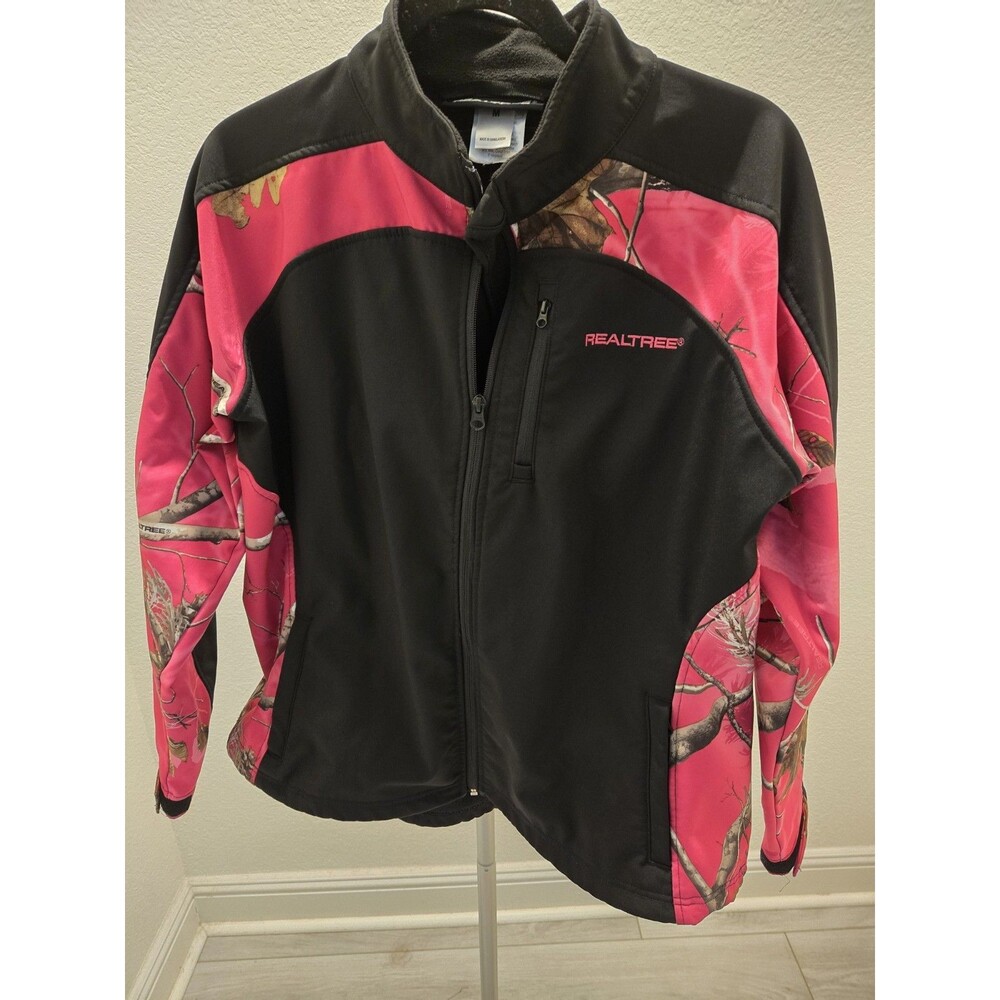 Realtree Medium Pink Camo Softshell Jacket Full Zip Outdoor Hunting Coat Women